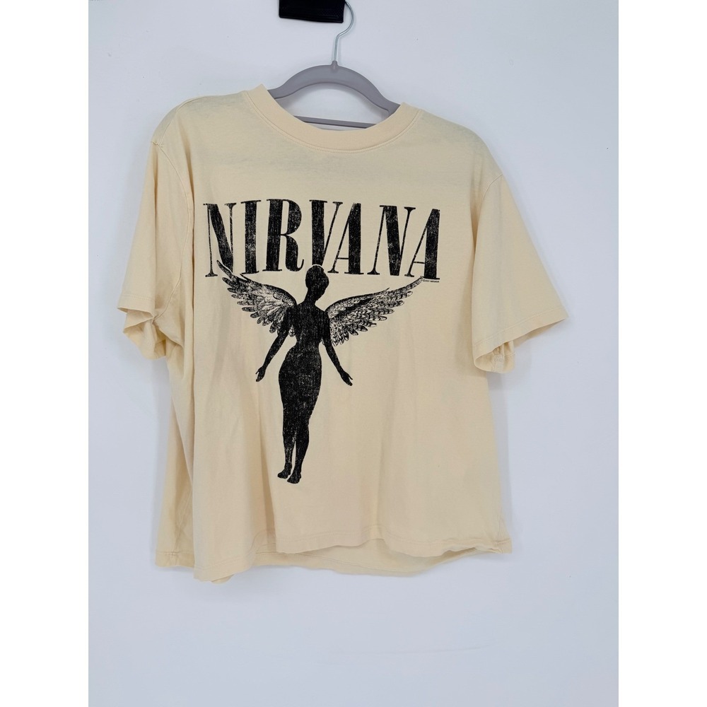 H&M Nirvana Graphic Tee Womens XL Cream Excellent Band Shirt